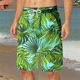 thumbnail image 2 of Men Drawstring Waist Swimwear Beach Shorts Swim Trunks With Pockets Army Green L, 2 of 5