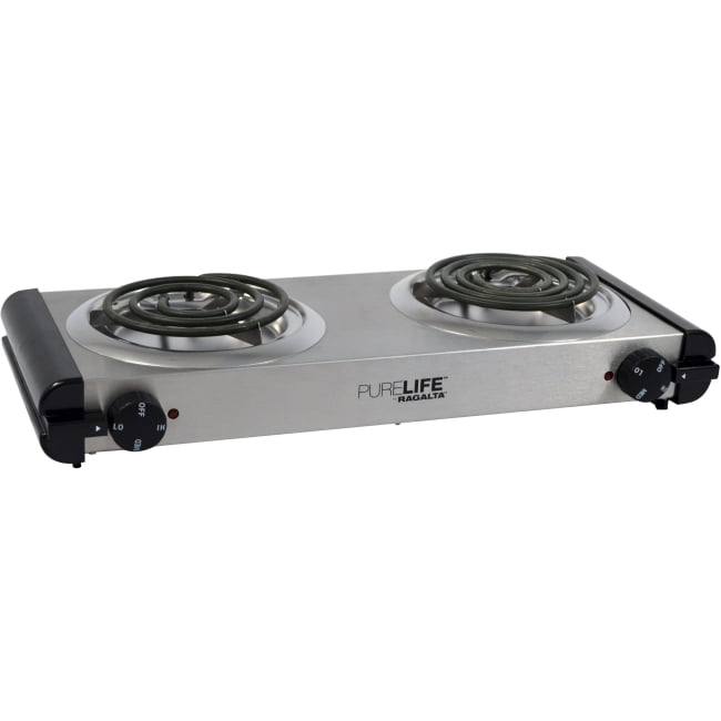 PURELIFE Portable Electric DoubleBurner 2 x Burner Stainless Steel