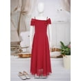 thumbnail image 3 of iEFiEL Kids Flower Girls Off Shoulder Party Dress 3D Flower Applique A Line Dress for Bridesmaid Birthday Proms Burgundy 10, 3 of 7
