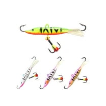 BASSDASH Ice Fishing Lures with Glide Tail Wings Winter Ice Jigging Fishing Jigs for Bass Perch Walleye Pike