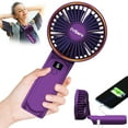 thumbnail image 6 of Portable Handheld Mini Fan, Neck Fan, 4000mAh Desk Fan, 180°Adjustable, 6 Speed Wind, Display Electricity in Real Time, USB Rechargeable Foldable Fan, Quiet Personal Fan with Power Bank -Purple, 6 of 9