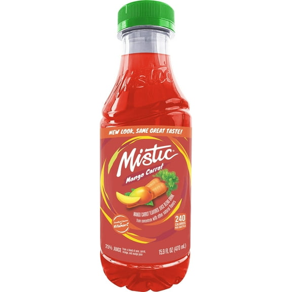 Mistic Mango Carrot Fruit Beverage Juice, 25% Juice, 15.9 fl oz Plastic Bottle