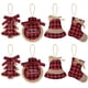 thumbnail image 1 of Adornos Navideños Para Árbol, 8 Piezas, Rojo, Negro, Búfalo, Cuadros, Costura, Arpillera, Adornos Colgantes Jormftte WMZY-860, 1 of 6