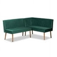 thumbnail image 2 of Baxton Studio Alvis Mid-Century Modern Emerald Green Velvet Upholstered and Walnut Brown Finished Wood 2-Piece Dining Nook Banquette Set, 2 of 7