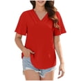 thumbnail image 1 of Birdeem Blouses pour Femmes Haut à Manches Courtes Basique Décontracté Col Rond T-Shirt Plissé Ample en Coton, 1 of 10