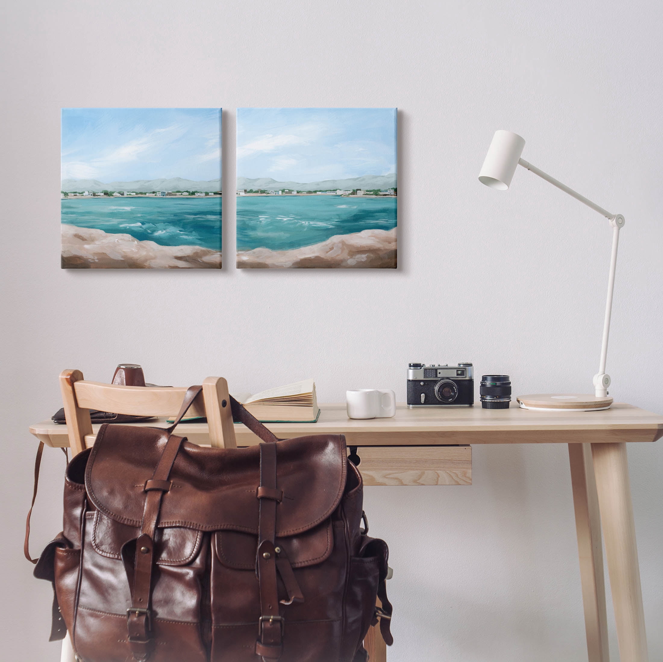 Stupell Industries Rocky Coastal Ocean Waves Painting Gallery Wrapped Canvas Print Wall Art, Set of 2, Design by Grace Popp