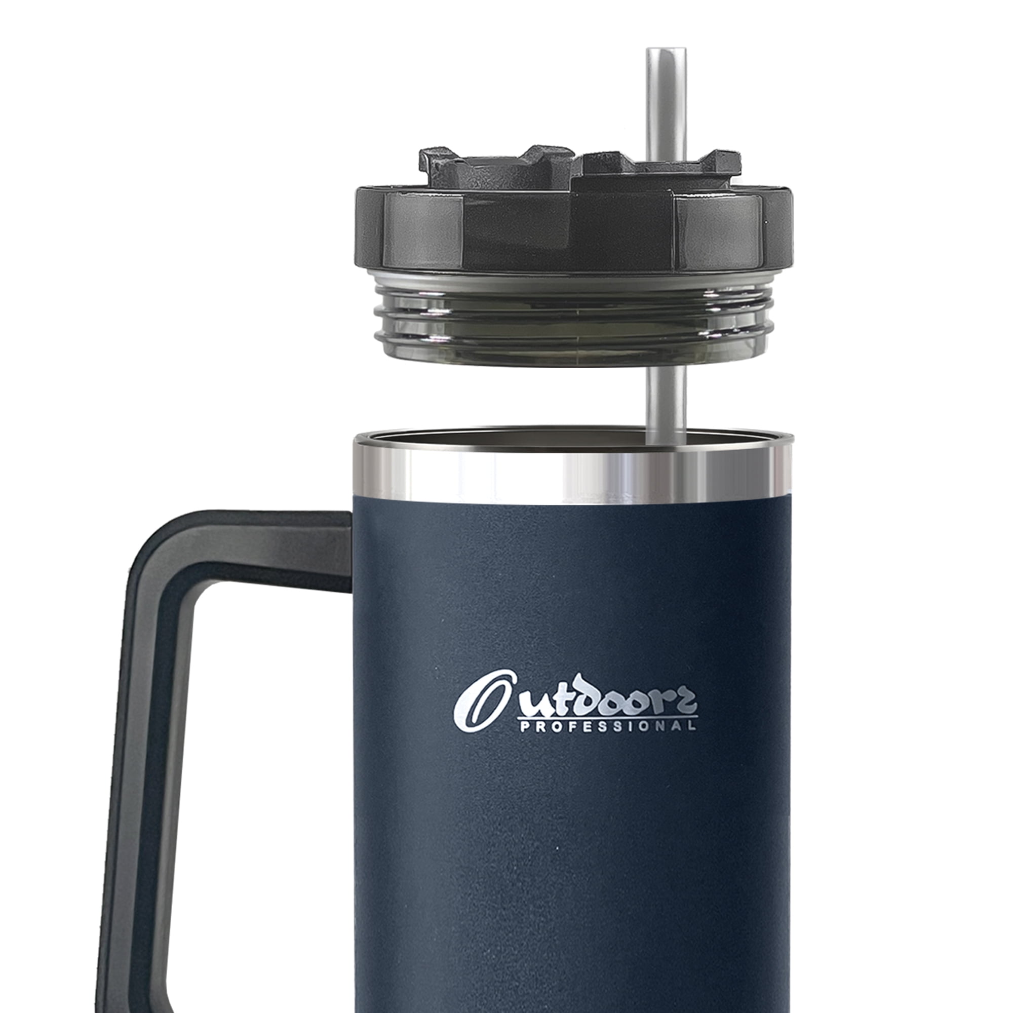 Outdoors Professional 40-oz. Stainless Steel Double-Walled Insulated Tumbler with Straw (Navy Blue)