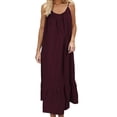 thumbnail image 2 of Uootdi Robes de Plage pour Femmes à Bretelles Spaghetti Sans Manches à Volants Unies Robes Maxi Vacances Légères Fluides en Lin Cadeau, 2 of 7