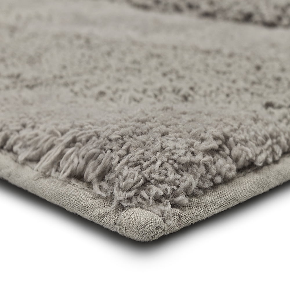 Mohawk Home Plush Cotton Fade/Stain Resistant Non-slip Machine Washable Bath Mat, Silver, 2' x 5'