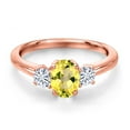 thumbnail image 3 of Gem Stone King 18K Rose Gold Plated Silver Canary Mystic Topaz and White Moissanite Engagement Ring for Women | 1.12 Cttw | Oval 7X5MM | Gemstone November Birthstone | Size 6, 3 of 7