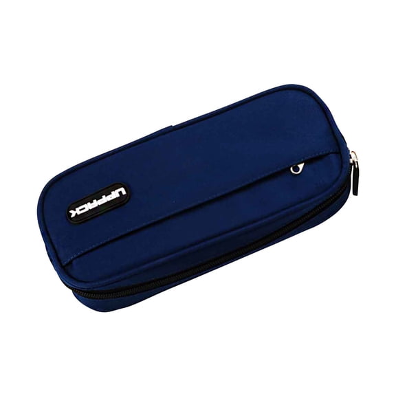 JHyouerji Double Layer Pencil Case Blue Portable Large Capacity Stationery Bag for Classroom Study Exam Travel Daily Use