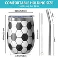 thumbnail image 5 of 12oz Stemless Wine Tumblers Soccer Ball Pattern Vacuum Insulated Stainless Steel Travel Tumbler Cups Mug with Lid and Straw for Champaign,Cocktail,Beer with Cleaning Brush, 5 of 5