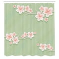 thumbnail image 2 of Ambesonne Green Shower Curtain, Sakura Cherry Blossom Art, 69"Wx75"L, Almond Green Salmon Blush, 2 of 4