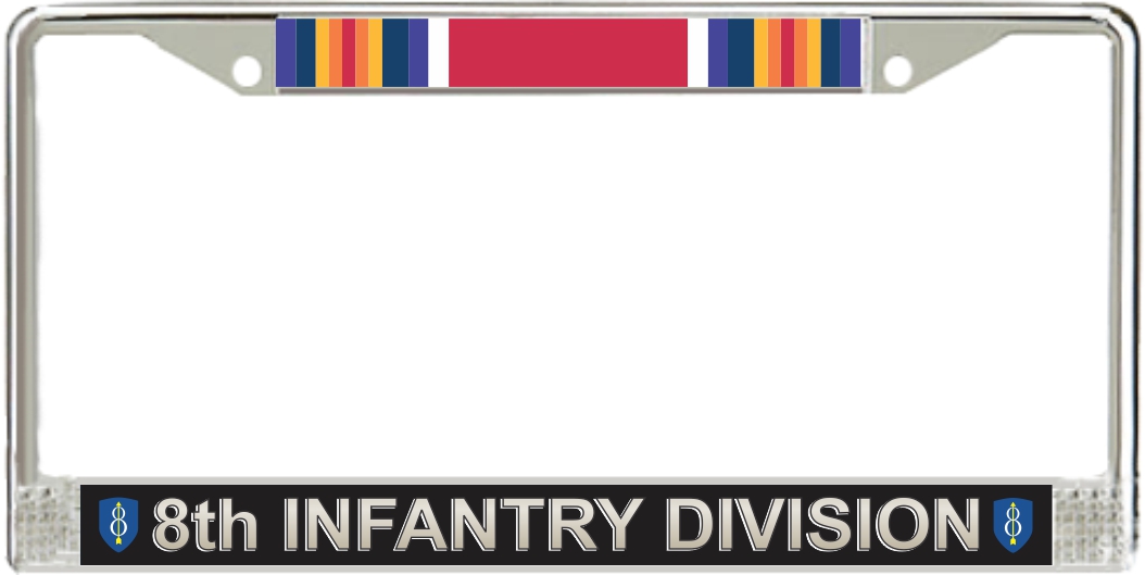 8th Infantry Division WW2 Veteran Service Ribbon License Plate Frame