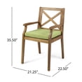 thumbnail image 3 of GDF Studio Lemyra Outdoor Acacia Wood 5 Piece Dining Set with Cushions, Teak and Green, 3 of 10