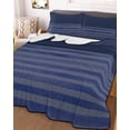 thumbnail image 3 of Quilts Twin Size Bedding Set, Navy Blue Striped Lightweight Quilted Comforter, Vintage Stripes Ombre Soft Reversible Bedspread Coverlet with Pillow Covers for All Season, 68" x 86", 3 of 7