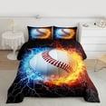 thumbnail image 2 of Homewish Baseball Sport Game Bedding Comforter Set,Abstract Lightning Twin Comforter Sets,White Blue Orange Bedding Set For Boys Kids,Luxury Bedroom Decor Reversible,2 Pieces, 2 of 8