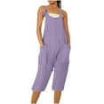 thumbnail image 2 of QATAINLAV Rompers for Women Loose Eyelet Embroidery Adjustable Strap Short Overalls Summer Casual Comfy Jumpsuits with Pockets 2025 Beach Vacation Outfits Purple S Christmas Clearance, 2 of 6