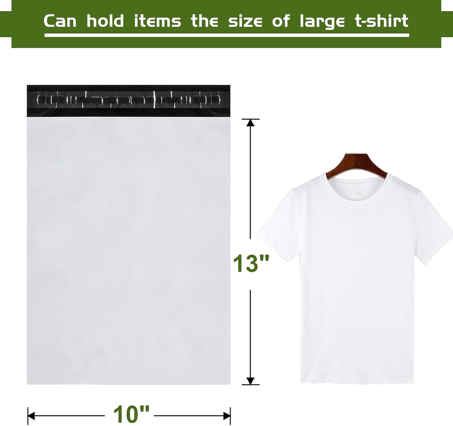 SJPACK White Poly Mailer 500 Pcs 10 x 13 Shipping Bags with Self Adhesive, Waterproof and Tear-Proof Postal Bags