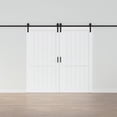 thumbnail image 2 of 84''x84'' Double White Primed Paintable Sliding Barn Door – Solid Manufactured Wood, Closet & Pantry Interior Door with Complete Installation Hardware Kit, 2 of 7