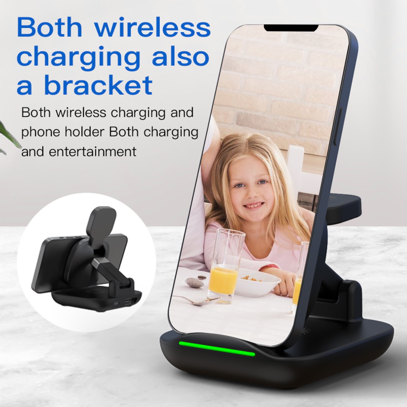 HOZVOMI Foldable Wireless Charging Station - 3-in-1 15W Magnetic Charger for Phone, Watch, Earbuds - Black