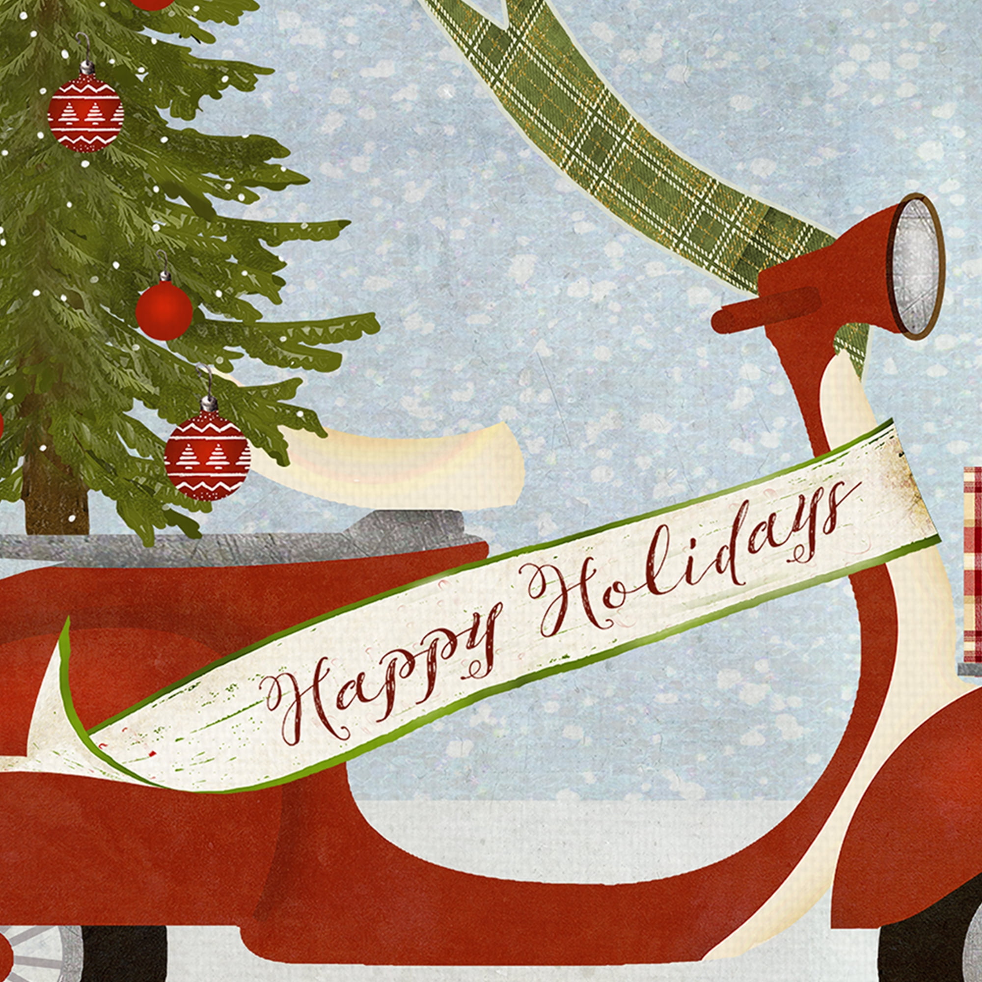 Christmas Wagon, Christmas Scooter and Christmas Trucks by Beth Albert Christmas Canvas Art Print Set of 4