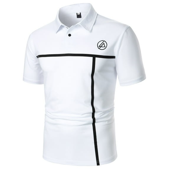 adviicd Men Tops Short Sleeve Polo T Shirts For Men Mens Golf Shirt Moisture Wicking Quick-Dry Print Performance Polo Shirts for Men White S