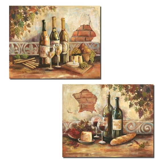 Rustic Brown Italian Wine Vineyard Adult Kitchen Decor; 2- 14" x 11" Unframed Print