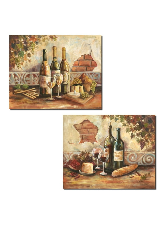 Rustic Brown Italian Wine Vineyard Adult Kitchen Decor; 2- 14" x 11" Unframed Print