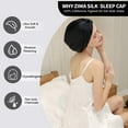 thumbnail image 3 of Zima 100% Mulberry Silk Bonnet for Women's Sleep & Hair Care, Grade 6A Silk Hair Wrap (1Pc, Black), 3 of 5
