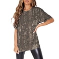 thumbnail image 1 of Ropa de trabajo de manga corta con cuello redondo y bolsillos para mujer, Tops estampados, Tops de verano para mujer, 1 of 7