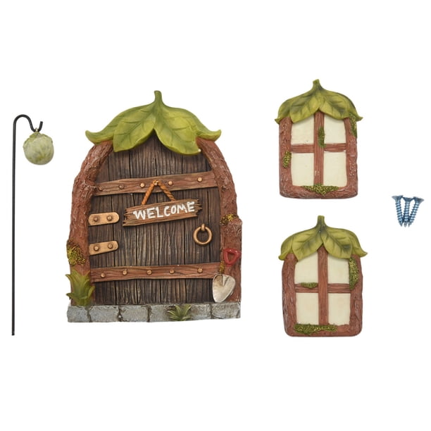 Gnomo de Hadas en Miniatura Ventana y Puerta para el Hogar DecoracióN áRboles Decoraciones JardíN Ventanas Luces Que Pueden Brillar la Oscuridad