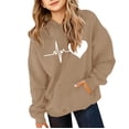 thumbnail image 5 of Ruyang Hoodie for Girls Heartbeat Heart Print Lightweight Long Sleeve Pullover Sweatshirt Toddlers Back to School Clothes, 5 of 6