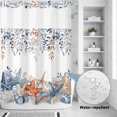 thumbnail image 2 of No Hook Shower Curtain, Blue Coastal Shower Curtains for Bathroom with See Through Top Window, Summer Beach Starfish Weeping Eucalyptus Waterproof & Washable Bath Curtain 60"x72", 2 of 9