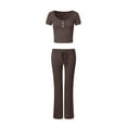 thumbnail image 5 of GEWSEY Lounge Sets for Women 2 Piece Foldover Yoga Flare Leggings Pants Crop Tops Casual Y2K Outfits Matching Tracksuit Set (Brown, XL), 5 of 6