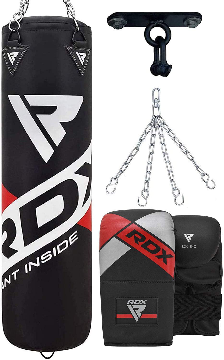 RDX Filled Punch Bag Heavy Duty KickBoxing Set Punching Hanging Bags Gloves 4Pc 