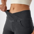 thumbnail image 6 of Miluxas Stretchy Skinny Jeans for Women Criss Cross High Waist Sweatpant with Pockets Tummy Control Jean Leggings Dark Gray, 6 of 6