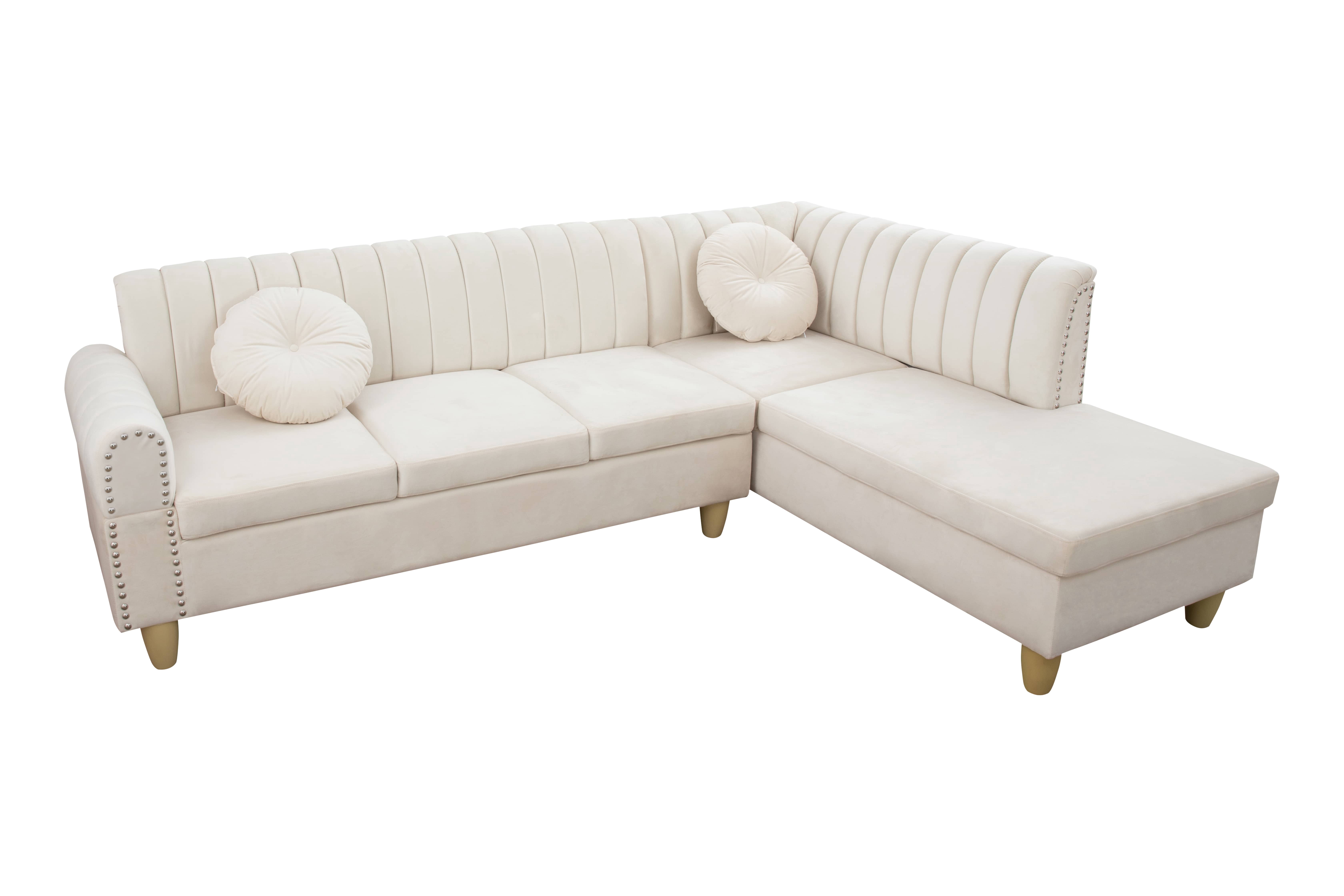 MAYEERTY Modern Adult Beige Lint 2-Piece Couch Living Room Sofa Set