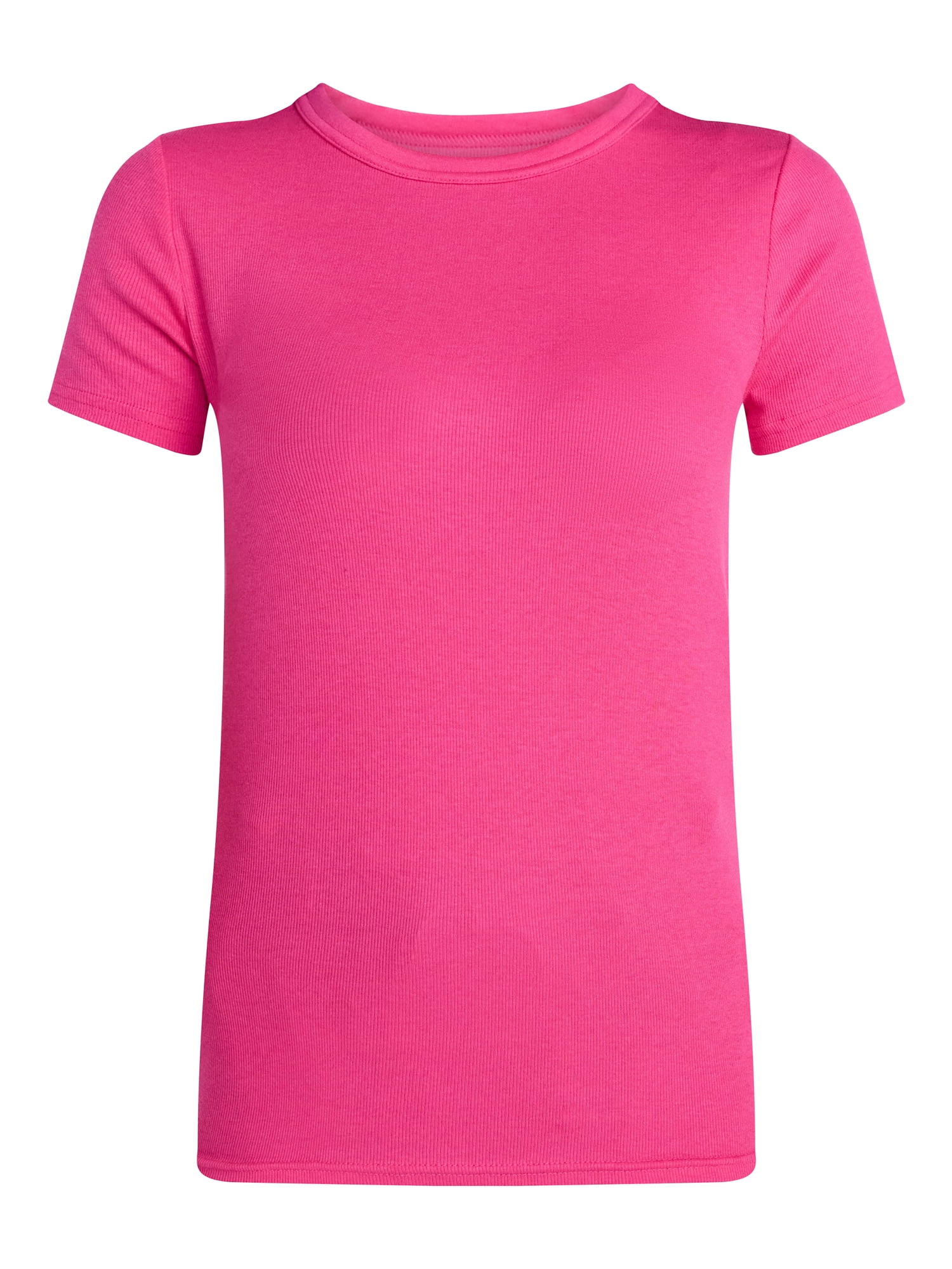 Time and Tru Women's Ribbed Tee with Short Sleeves, Sizes XS-XXXL