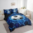 thumbnail image 2 of Castle Fairy Gamer Soccer Boy 7 Pieces Bedding Comforter Set,Geometric Honeycomb Full Bedding Set Lightweight,Sport Theme Fitted Sheet Flat Sheet,Luxury Bedroom Decor, 2 of 8