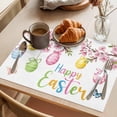 thumbnail image 3 of Happy Easter Placemats Set of 8, Spring Pink Floral Bule Yellow Eggs Butterfly Watercolor Non-Slip Place Mats Washable Table Mats for Kitchen Dining Table Decorations Indoor/Outdoor, 3 of 9