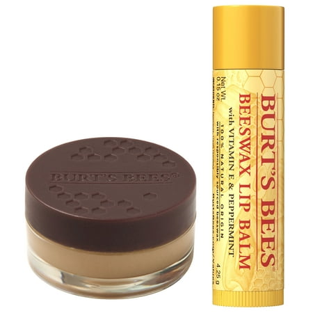($13 Value) Burt's Bees Natural Lip Moisture Holiday Gift Set - Overnight Lip Treatment Plus Beeswax Lip Balm
