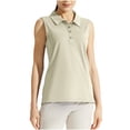 thumbnail image 2 of Tank Tops for Women Sleeveless Turndown Collar Tennis Uniform Solid Color Sports Breathable Tank Beige S, 2 of 6