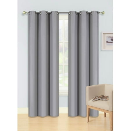 Window Panels 108 Length (SSS) 2-PC Silver Solid Blackout Room Darkening Panel Curtain Set, Two (2) Window Treatments of 37