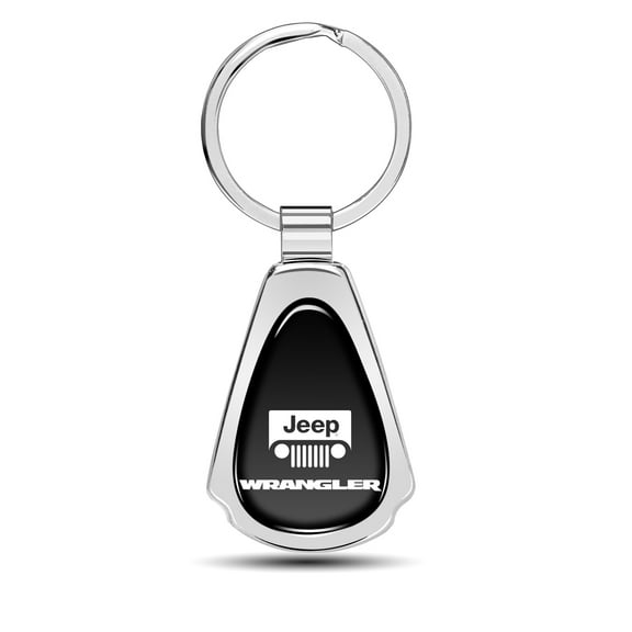 Jeep Wrangler Black Dome Chrome Metal Teardrop Key Chain