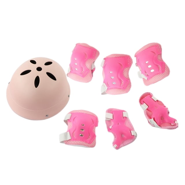 Juego de rodilleras y coderas para casco para niños, conjunto de equipo de protección, rodilleras para monopatín, patinaje sobre ruedas, deportes rosa