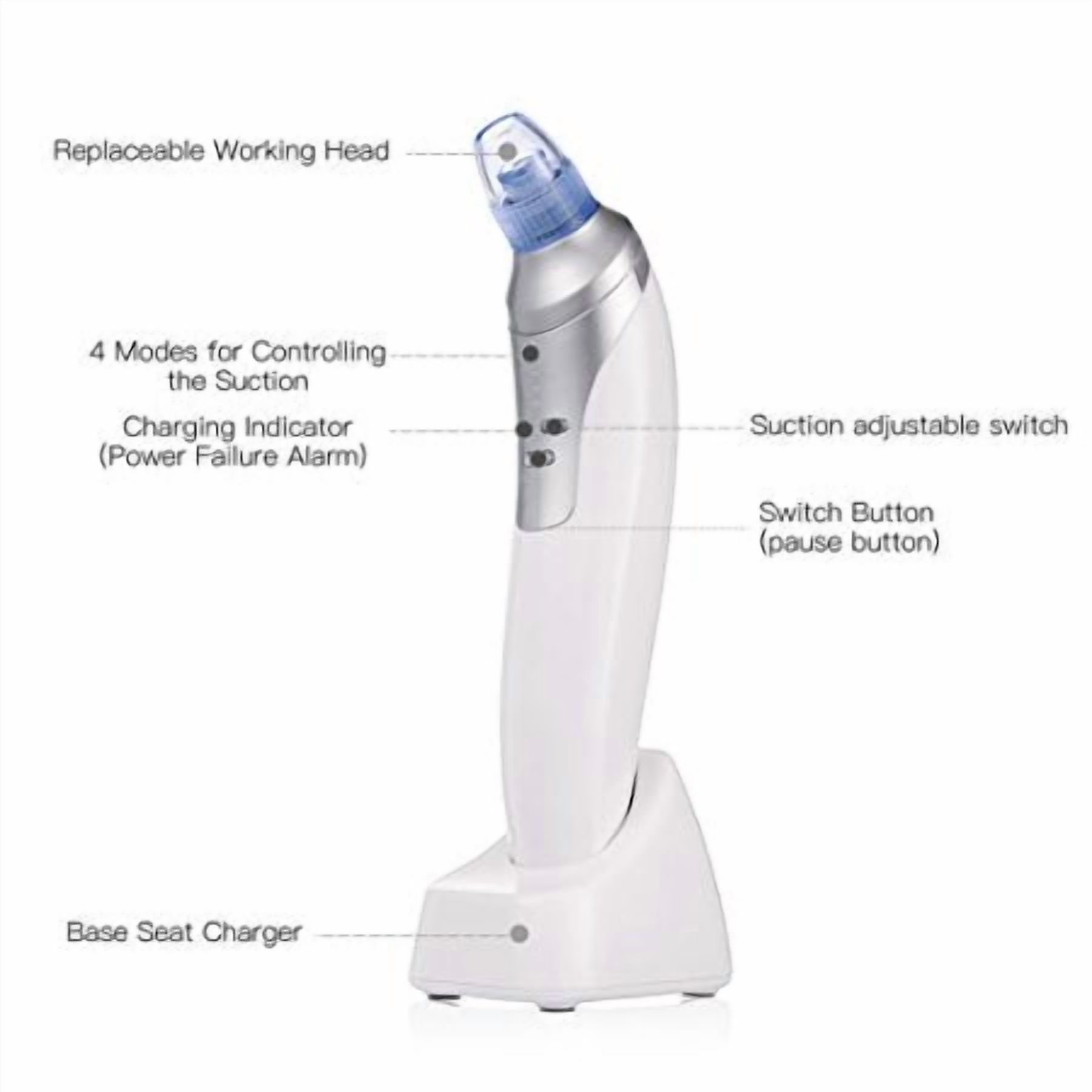 Professional Blackhead Vacuum Remover with 4 Beauty Heads Wireless Charging Efficient Pore Cleaning