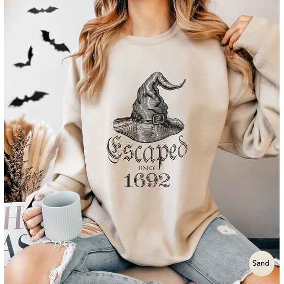 Salem Witch 1692 Sweatshirt - Mystical Witch Hat Hoodie - Vintage Gothic Wiccan Crewneck Sweater