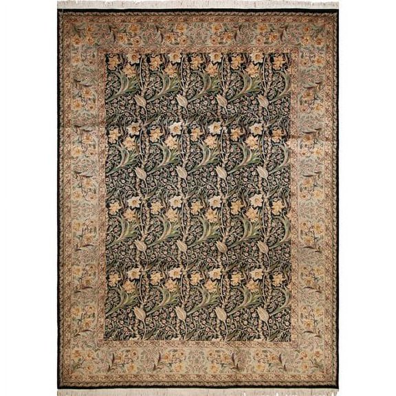 Noori Rug Wali Nevcivan Hand Knotted Wool Black Area Rug