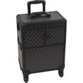 thumbnail image 4 of Black Diamond Pattern 3-Tiers Accordion Trays 4-Wheels Professional Rolling Aluminum Cosmetic Makeup Case and 6-Tiers Extendable Trays with Dividers - I3464, 4 of 4